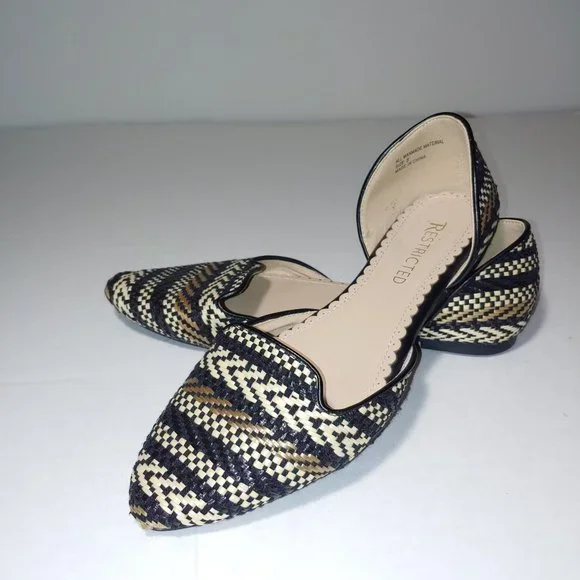 Restricted Woven Flats Size 8 Black Brown Tan - Picture 6 of 9